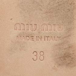 Pre Owned Miu Miu Size 38 Cream White Satin Bow Mary Jane Ballet Flats