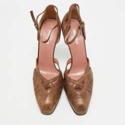 مملوكة مسبقًا Miu Miu Size 39 Brown Leather Ankle Strap Pumps