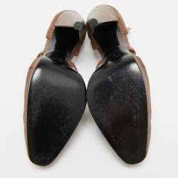 مملوكة مسبقًا Miu Miu Size 39 Brown Leather Ankle Strap Pumps