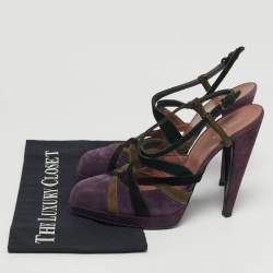 Pre Owned Miu Miu Size 39 Purple Suede Ankle Strap Slingback Pumps