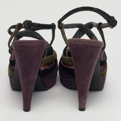 Pre Owned Miu Miu Size 39 Purple Suede Ankle Strap Slingback Pumps