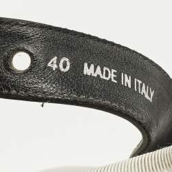 Pre Owned حذاء باليه ماري جين شبك وجلد أبيض ميو ميو مقاس 40