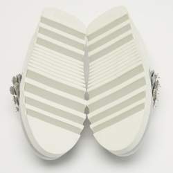 Pre Owned Miu Miu Size 39.5 Blue Mesh Crystal Embellished Lace Up Sneakers