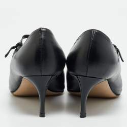 مملوكة مسبقًا حذاء كعب عالي ميو ميو ساتان وجلد أسود/ذهبي ماري جين مقاس 40