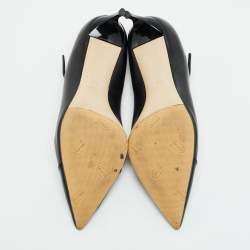 مملوكة مسبقًا حذاء كعب عالي ميو ميو ساتان وجلد أسود/ذهبي ماري جين مقاس 40