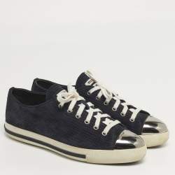 Pre Owned حذاء رياضي ميو ميو مقدمة معدنية سويدي أزرق داكن مقاس 40 