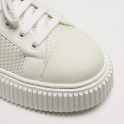 مملوكة مسبقًا حذاء رياضي ميو ميو جلد أبيض وشبكة منخفض مقاس 38