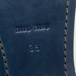 Pre Owned حذاء فلات باليه ميو ميو مزخرف كريستال دنيم أزرق مقاس 37.5