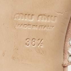 مملوكة مسبقًا Miu Miu Size 38.5 Beige Satin Crystal Embellished Mules
