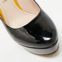 مملوكة مسبقًا حذاء كعب عالي م يو ميو سويدي أسود بنعل سميك ومقدمة مستديرة مقاس 39