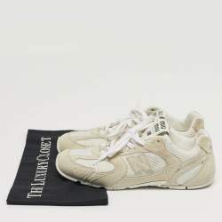 مملوكة مسبقًا حذاء رياضي ميو ميو نيو بالانس قماش شبكي وسويدي رمادي/أبيض بأربطة مقاس 38