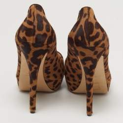 Pre Owned حذاء منصة ميوميو نقشة جلد النمر بني/بيج مقاس 41