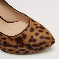 Pre Owned حذاء منصة ميوميو نقشة جلد النمر بني/بيج مقاس 41