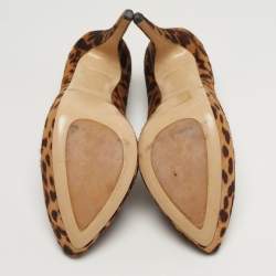 Pre Owned حذاء منصة ميوميو نقشة جلد النمر بني/بيج مقاس 41