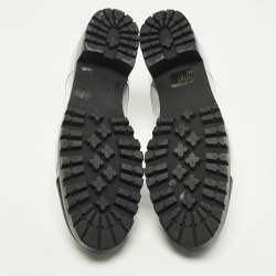 Pre Owned Miu Miu Size 38.5 Silver/Black Leather Slip On Derby