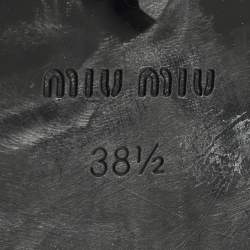 Pre Owned Miu Miu Size 38.5 Silver/Black Leather Slip On Derby