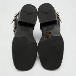 Pre Owned حذاء بوت للكاحل ميو ميو جلد أسود مع إبزيم مرصع بالكريستال مقاس 39