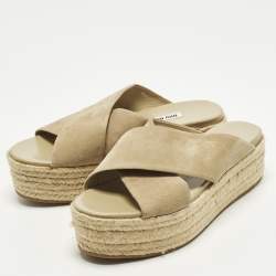 Pre Owned صندل ميوميو إسبادريل بلاتفورم سويدي بيج مقاس 38.5