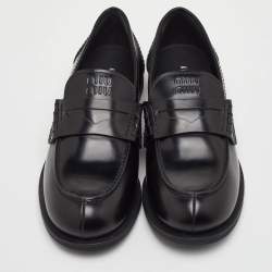 مملوكة مسبقًا Miu Miu Size 38 Black Leather Slip On Loafers