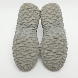 مملوكة مسبقًا Miu Miu Embellished Size 37 Grey Knit Fabric Slip On Sneakers