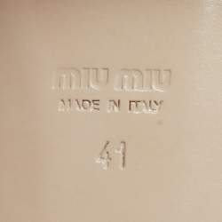 Pre Owned Miu Miu Size 41 Beige Patent Leather Crystal Embellished Smoking Slippers