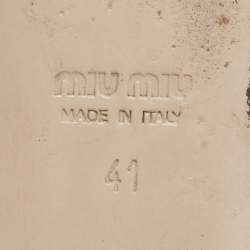 Pre Owned Miu Miu Bow Size 41 Black Patent Leather Bow Detail Crystal Embellished Ballet Flats