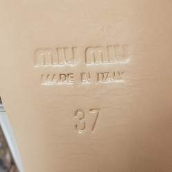 Pre Owned صندل ميو ميو جلد محبب يشبه السحلية أسود مزخرف بالكريستال بحزام للكاحل مقاس 39