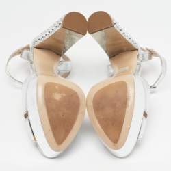 Pre Owned صندل ميو ميو جلد محبب يشبه السحلية أسود مزخرف بالكريستال بحزام للكاحل مقاس 39