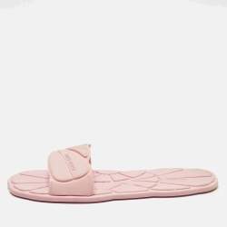 Pre Owned Miu Miu wavy Size 40 Pink Rubber Flat Slide