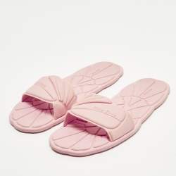 Pre Owned Miu Miu wavy Size 40 Pink Rubber Flat Slide