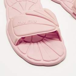 Pre Owned Miu Miu wavy Size 40 Pink Rubber Flat Slide