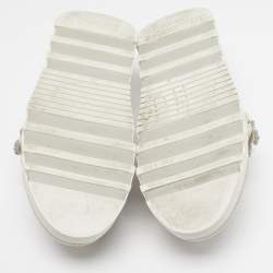 مملوكة مسبقًا Miu Miu Size 36 Cream Knit Fabric Crystal Embellished Slip On Sneakers