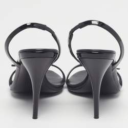 مملوكة مسبقًا صندل كعب مفتوح ميوميو جلد لامع أسود مقاس 36.5