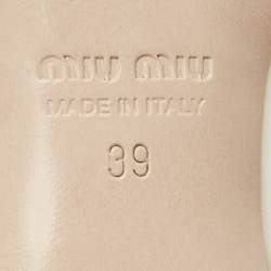 Pre Owned Miu Miu Size 39 White Patent Leather Crystal Embellished Ankle Strap Pumps