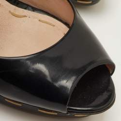Pre Owned Miu Miu Size 37 Black Patent Leather Peep Toe Pumps