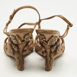 Pre Owned صندل ميّو ميّو بني سيور جلد إسفين مقاس 40