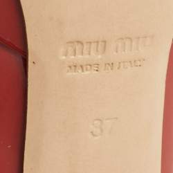 Pre Owned Miu Miu Size 37 Peach Pink Patent Leather Mary Jane Peep Toe Platform Pumps