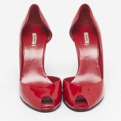 مملوكة مسبقًا Miu Miu Size 38 Red Patent Leather D'orsay Pumps