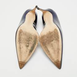 مملوكة مسبقًا حذاء كعب عالي ميو ميو جلد أزرق كحلي مقدمة مدببة مقاس 38.5