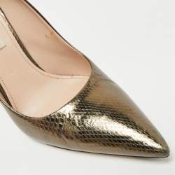 Pre Owned Miu Miu Size 38.5 Metallic Snakeskin Embossed Leather Pointed Toe Pumps