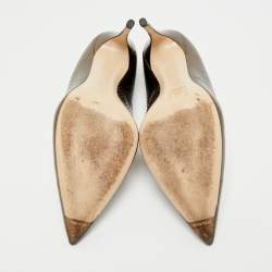 Pre Owned Miu Miu Size 38.5 Metallic Snakeskin Embossed Leather Pointed Toe Pumps