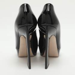Pre Owned Miu Miu Size 36 Black Patent Leather Peep Toe Pumps