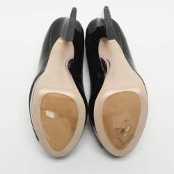 Pre Owned Miu Miu Size 36 Black Patent Leather Peep Toe Pumps