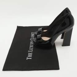 Pre Owned Miu Miu Size 36 Black Patent Leather Peep Toe Pumps