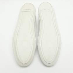Pre Owned Miu Miu Size 40 White Glitter and Leather Slip On Sneakers