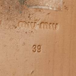 Pre Owned Miu Miu Size 39 Black/Silver Leather Slingback Flat Sandals 