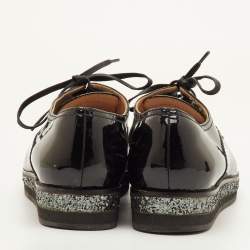 Pre Owned Miu Miu Size 38.5 Black Patent Leather Lace Up Derby 