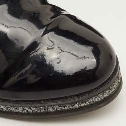 Pre Owned Miu Miu Size 38.5 Black Patent Leather Lace Up Derby 