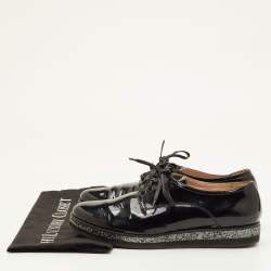 Pre Owned Miu Miu Size 38.5 Black Patent Leather Lace Up Derby 