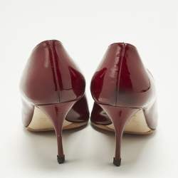Pre Owned Miu Miu Size 40 Burgundy Patent Leather Peep Toe Pumps